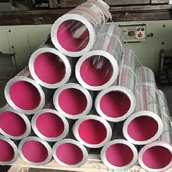aluminum jacketing roll with pink polysurlyn  moisture